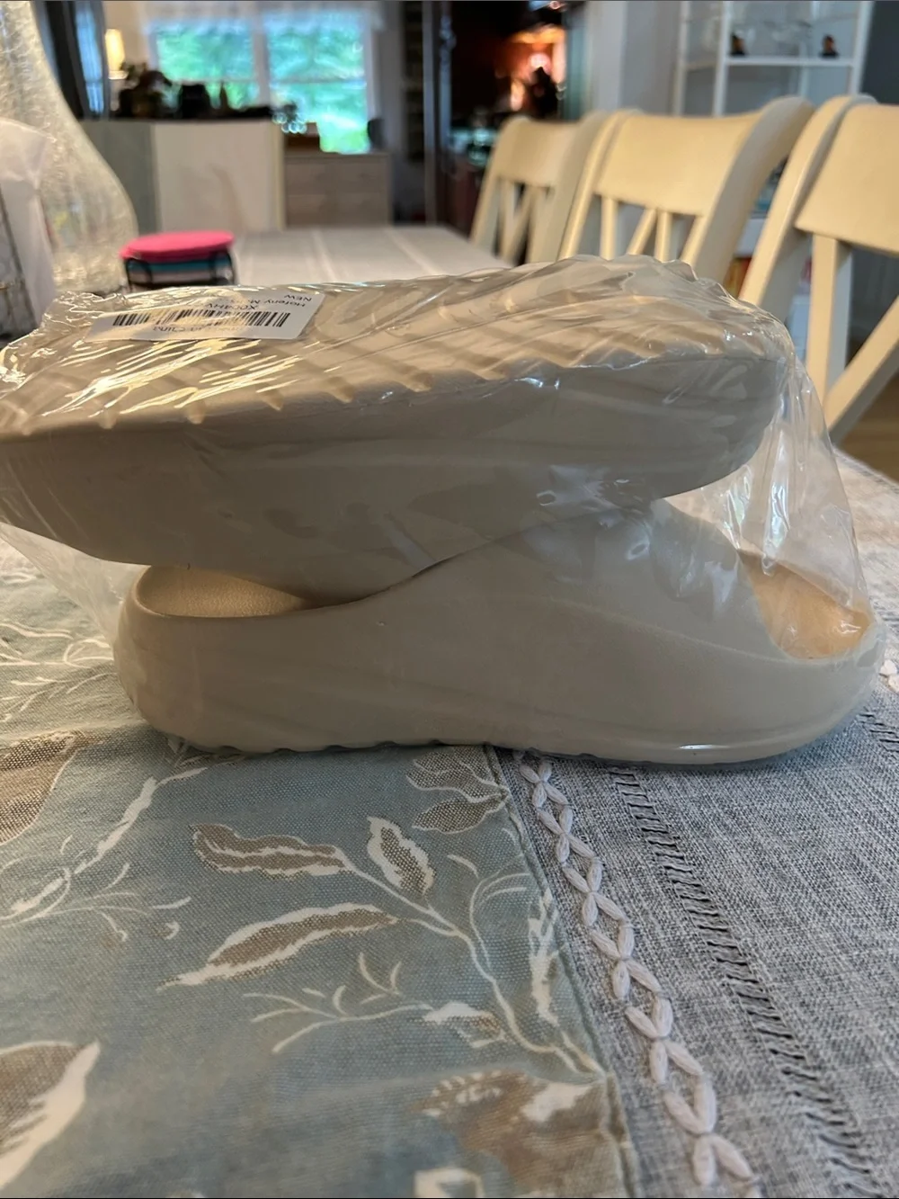 Platform Slide Sandals in Cream - Neutral Everyday Slides